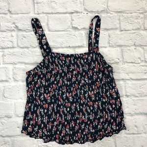 Torrid tank top Navy Blue red floral gathered Size 1